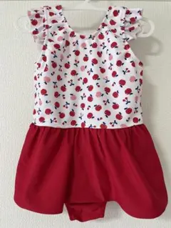 【familiar100】リンゴとチェリー柄水着