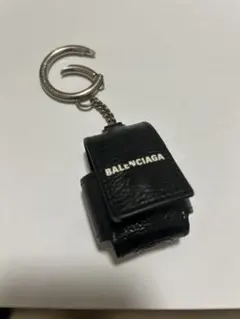 BALENCIAGA ブラックレザーキーホルダー　AirPods