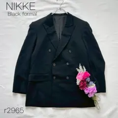 ニッケ　ブラックフォーマルジャケット　ダブルボタン　テーラードカラー　毛混