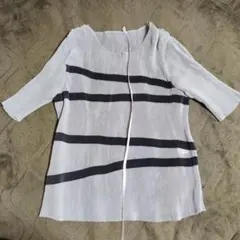 Three Flora ストライプ 五分袖チュニック M