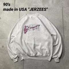 90s USA製 JERZEES ラグランスウェット　音符　グレー　メンズXL