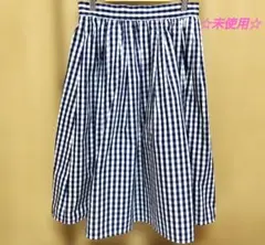【美品・未使用】ルチチ　ギンガムチェック　フレアスカート　膝下丈