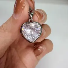 【クリアハート ネックレス】人工ダイヤ 合金プラチナメッキ 高級感