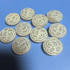 ローズ模様ボタン クリーム色 10個セット