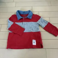 babyGap 赤グレー長袖ポロシャツ 18-24ヶ月