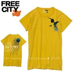 フリーシティ ダメージ 半袖 Tシャツ S イエロー FREE CITY 黄色のサムネイル