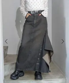 PAGEBOY イレヘムデニムスカート ブラックM