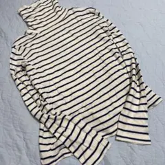 ボーダータートルネック長袖トップス　ハイネック　H by FIGER