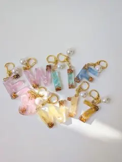 【リニューアルのため在庫処分】ハンドメイド　レジン　イニシャル　キーホルダー