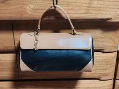 YSL ロゴチャーム付ロゴ総柄ハンドバッグ ヴィンテージ