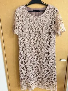 半袖ワンピース パーティードレス　結婚式　お呼ばれ　ピンク　ピンクベージュ