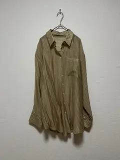 DISCOAT ベージュ ストライプ シアーシャツ