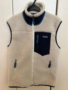 【美品】patagonia レトロXベスト／サイズXS クリーム/ネイビー
