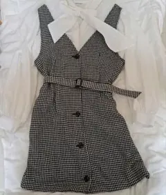 OLIVE des OLIVE ボウタイブラウス付き千鳥格子ワンピ