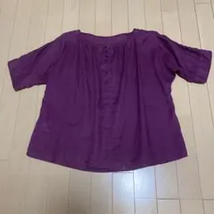 ビューティーアンドユース　パープル麻　リネン素材シャツ　ブラウス　トップス