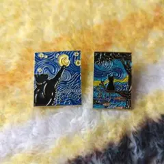 Gogh モチーフ ピンズ 2種セット 猫のサムネイル