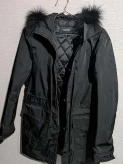 【美品】バーバリー　ブラックレーベルブラックファー付きモッズコート