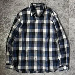 極美品 マーガレットハウエル 好配色 ブロックチェック リネン 長袖シャツ Lのサムネイル