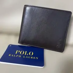 新品POLORALPH LAURENポロラルフローレン二つ折り財布ダークブラウン