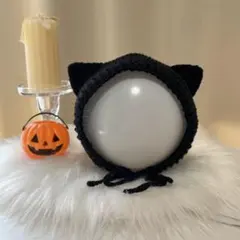 黒猫ボンネット⌇ベビー・キッズ⌇仮装・お出かけ⌇ ハロウィン⌇猫耳ボンネット
