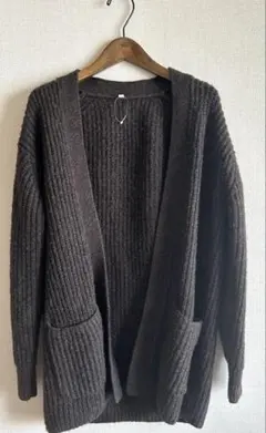 無印良品　ヤク入りウールカーディガン　ダークブラウンXS-S