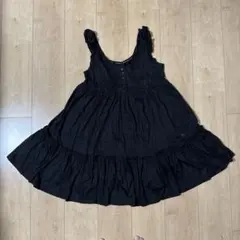 ピンクハウス ノースリーブチュニック タブリエ風 黒色 ピコフリル