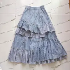 【CADUNE】ストライプロングスカート/レイヤード（インナー付き）のサムネイル