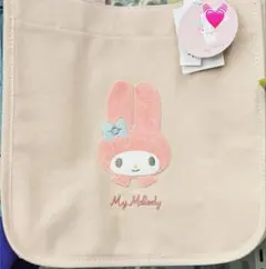 My Melody ピンクキャンバスバッグ　トートバッグ　ワッペン　マイメロ