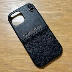 美品 Maison de FLEUR iPhone15ケース 黒 ブラックレザー