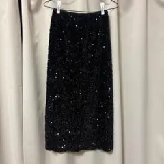 スパンコールスカート ブラック