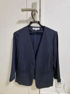 ネイビー ノーカラージャケット