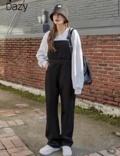 ブラック オーバーオール デニムサロペット