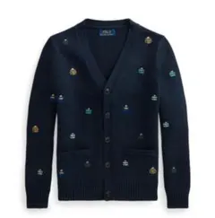 ラグビーエンブロイダードコットンカーディガン