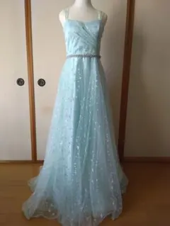 豪華ビーズ刺繍 ロングドレス 水色 編み上げ 7〜11号 演奏会 発表会A 