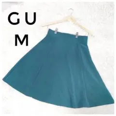 GU ジーユー バックギャザーフレアスカート ひざ丈 グリーン 緑 [M]のサムネイル