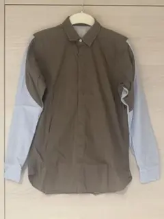 【古着】メンズ 長袖シャツ バイカラー Sサイズ