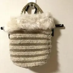 【COOCO】ファー付きビーズバッグ