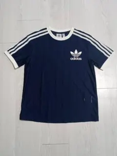 adidas　美品　ネイビー　ストライプ　リンガー　平成ギャル　Y2K