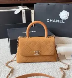 CHANEL キャメル キルティング ショルダーバッグ