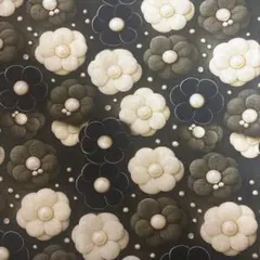 1m一点のみ　立体視感三色カメリア花柄パールプリント生地ハンドメイドハギレ生地