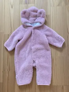 ピンク フード付き ボアロンパース　60-70cm 赤ちゃん本舗　ボアロンパース