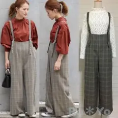 relume TRチェックハイウエストサロペットパンツ