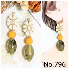 【796】ハンドメイド　ピアス　イヤリング　アンティーク フラワー