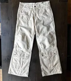 zara amsterdam ホワイト ベージュ カーゴパンツ バギーパンツのサムネイル