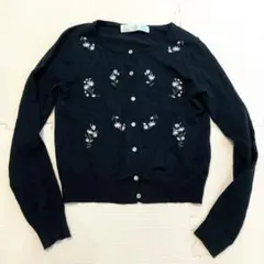 【値下げ】tocco トッコ 花刺繍カーディガン　ブラック　黒　Mのサムネイル