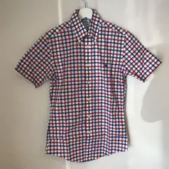 限定完売！ブルックスブラザーズ半袖ボタンダウンシャツXS/チェック柄ブルーレッド