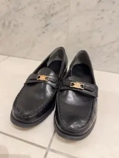 ローファー ブラック フラット ゴールドモノグラム