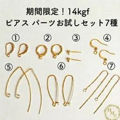 厳選　14kgf ピアス フック 7種セット ハンドメイド パーツ　アクセ