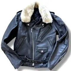【USA製】Schott 618 襟ボア ダブルライダースジャケット 黒 34