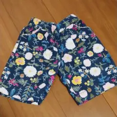 クロプトパンツ　80 花柄　コーデュロイ　ネイビー　女児